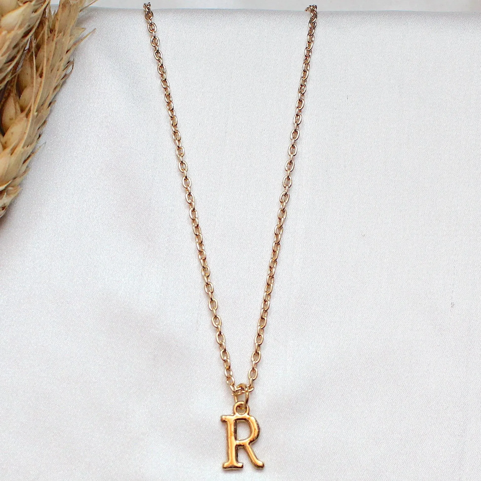 TFC Small Letter R - Gold Plated Pendant Necklace