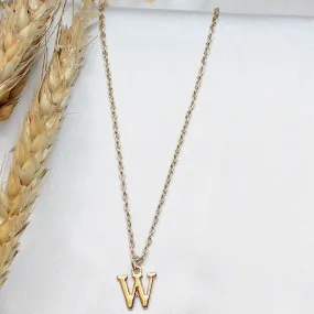 TFC Small Letter W - Gold Plated Pendant Necklace