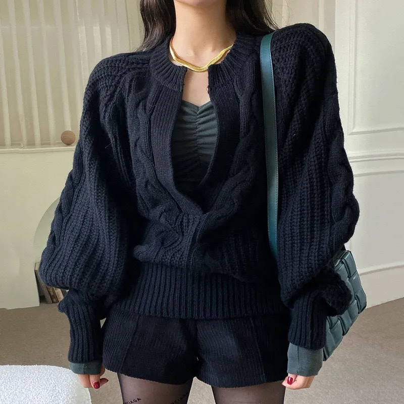 The Cardwell Elegant Korean Style Loose Knit Pullover Sweater-Autumn/Winter Fashion