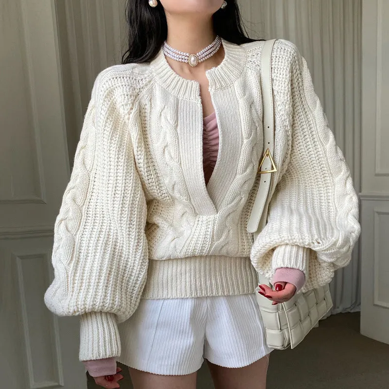 The Cardwell Elegant Korean Style Loose Knit Pullover Sweater-Autumn/Winter Fashion