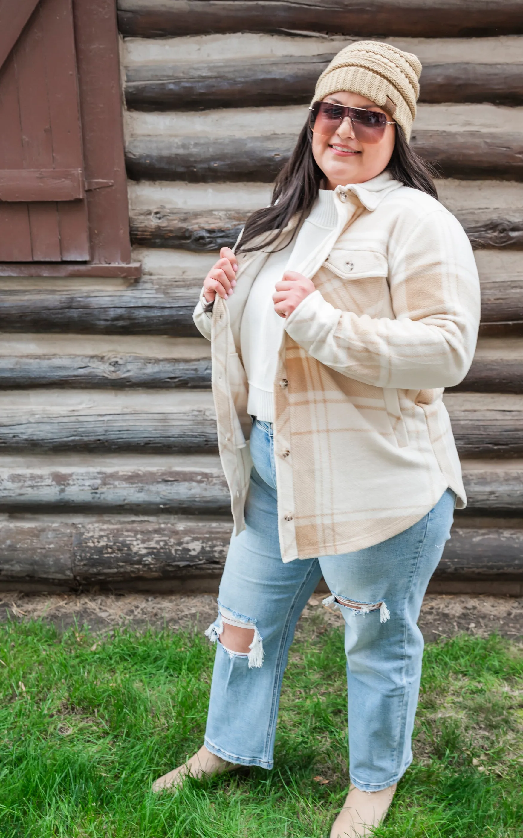 The Cream Tan Plaid Tullis Shacket - Final Sale