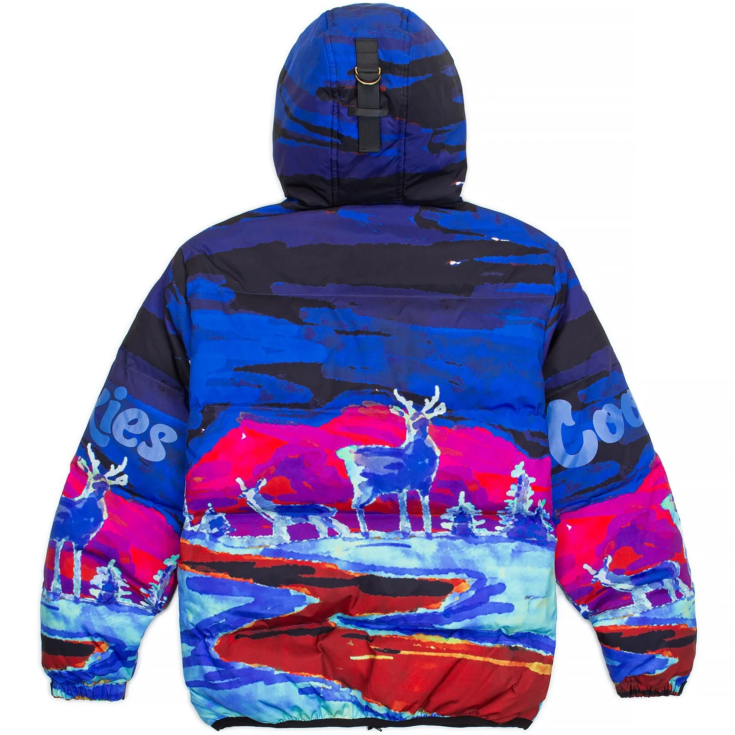 Tree Division All Over Print Hooded Nylon Puffer Jacket