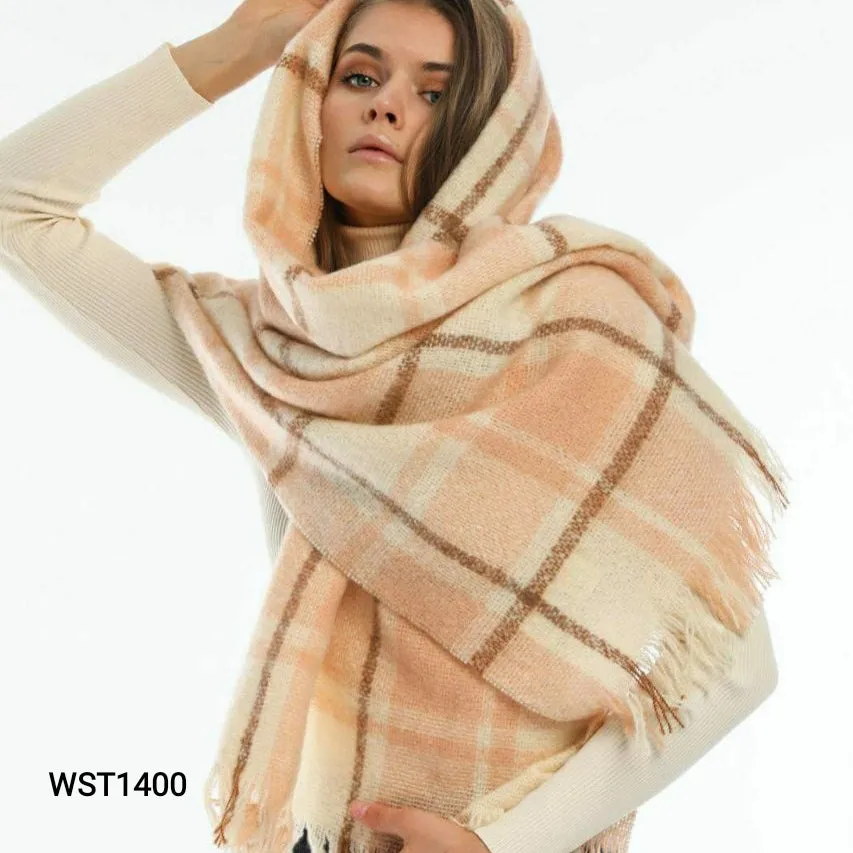 Turkish Women's Winter Woolen Check Shawl Scarf