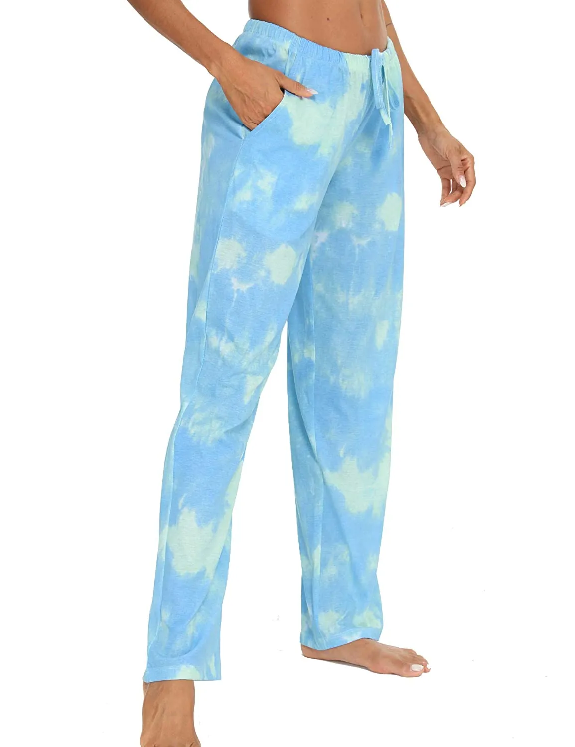 Tye Dye Print High Waist Drawstring Pants with Pockets Pyjama Sleepwear