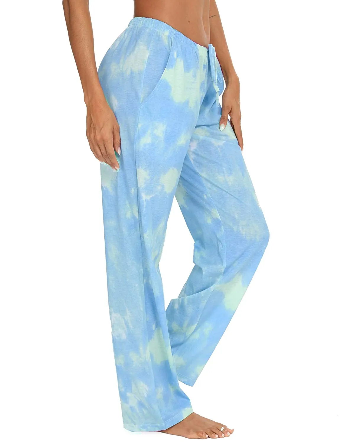 Tye Dye Print High Waist Drawstring Pants with Pockets Pyjama Sleepwear