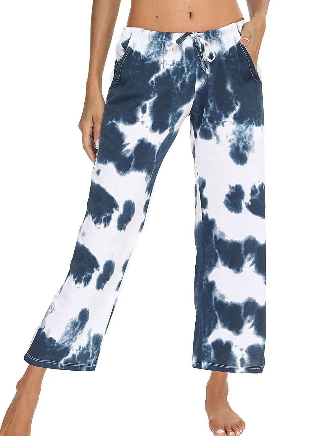 Tye Dye Print High Waist Drawstring Pants with Pockets Pyjama Sleepwear