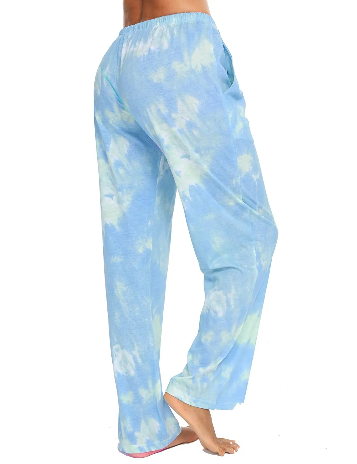 Tye Dye Print High Waist Drawstring Pants with Pockets Pyjama Sleepwear