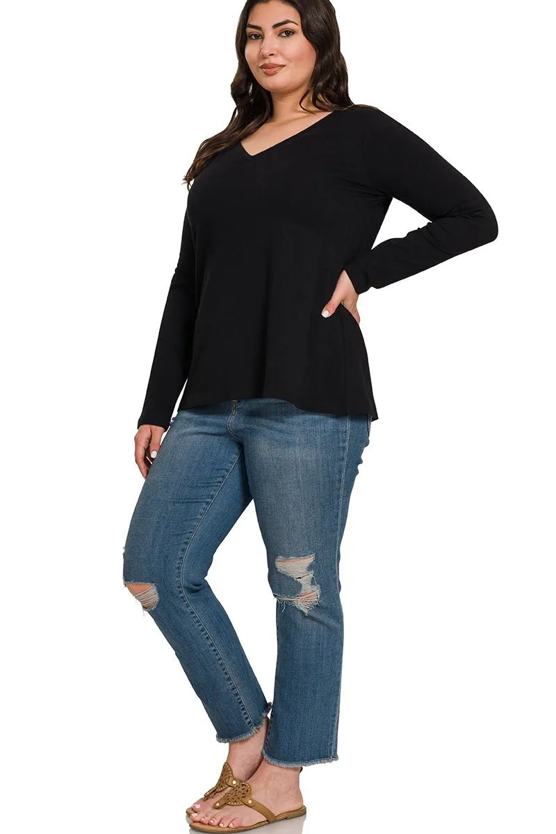 V-Neck Long Sleeve T-Shirt