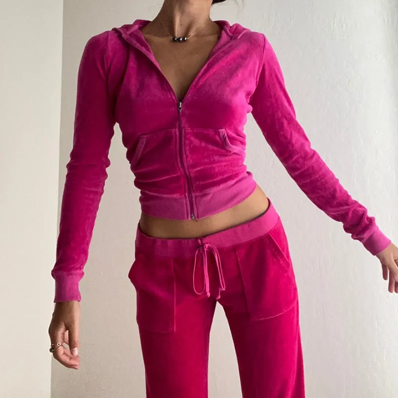 Velvet Cropped Tracksuit