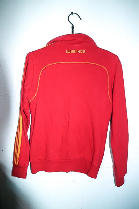 Vintage Adidas Sweden women football team UEFA EURO 2013 orange track jacket in M|L27 W18|SKU 6658