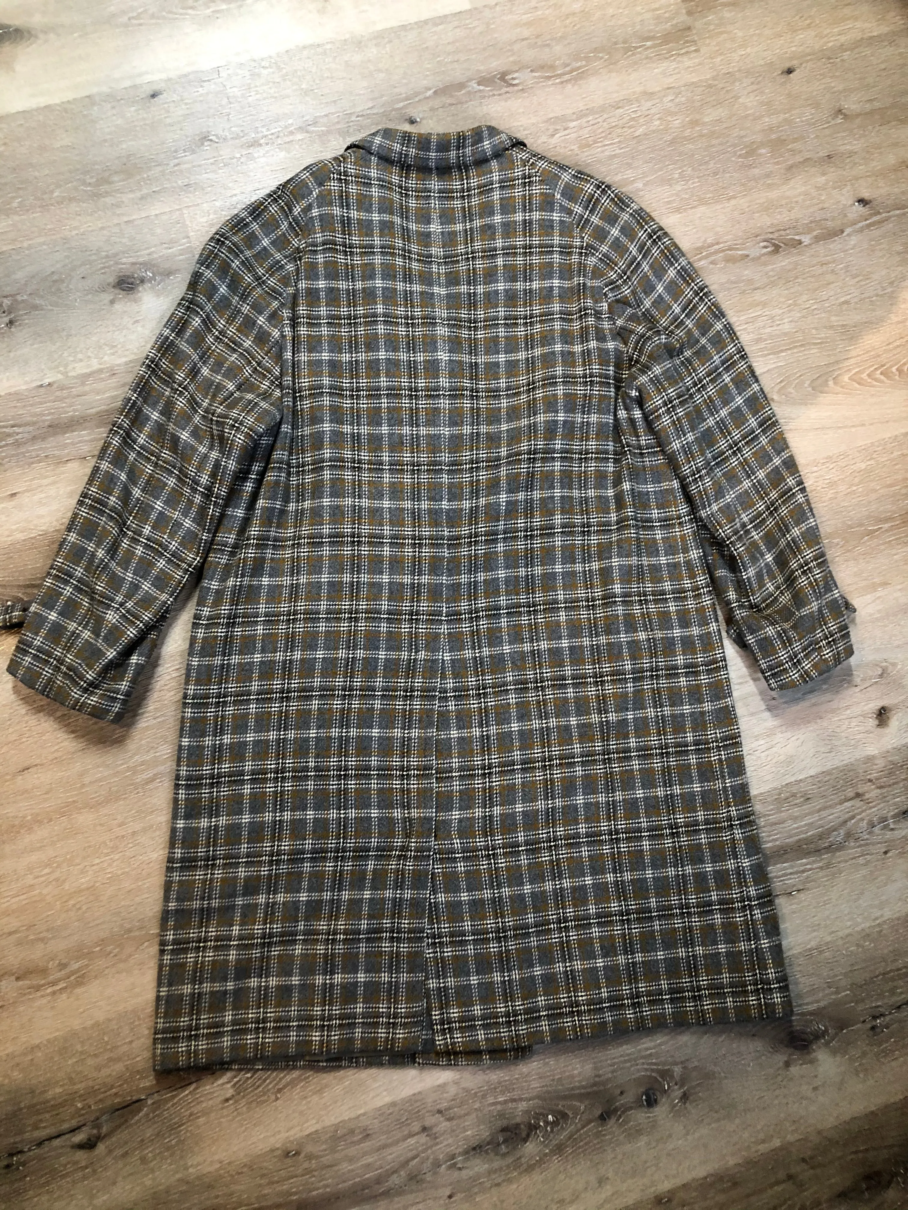 Vintage Maus and Hoffman Grey Plaid Overcoat, Made in USA