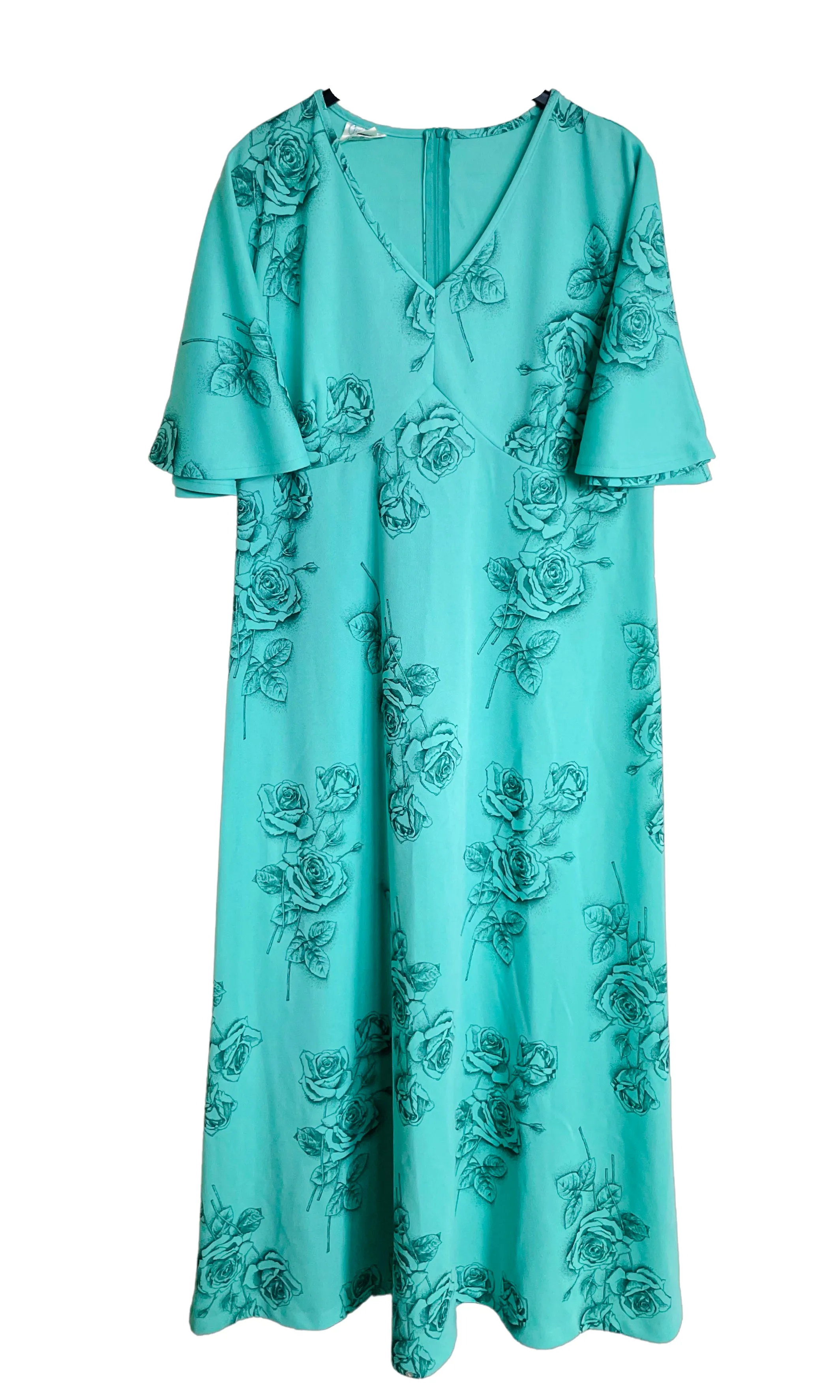 Vintage Mint Green Floral Maxi Dress