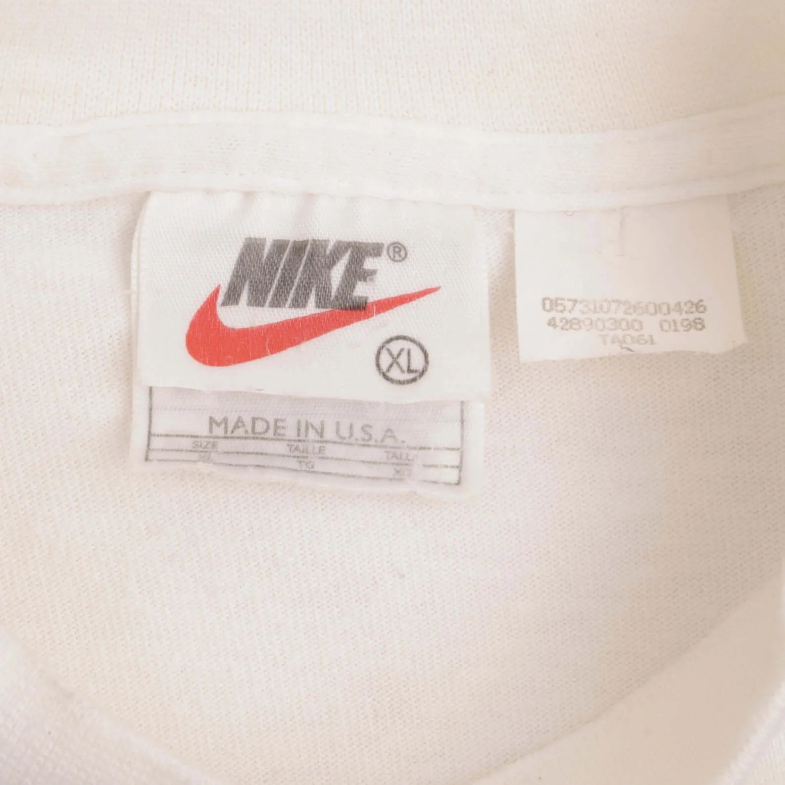 VINTAGE NIKE LONG SLEEVE TURTLE NECK WHITE TEE SHIRT 1990S SIZE XL