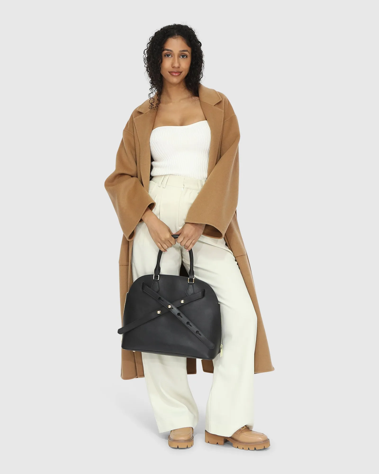 Wide Awake Split Hem Overcoat - Camel