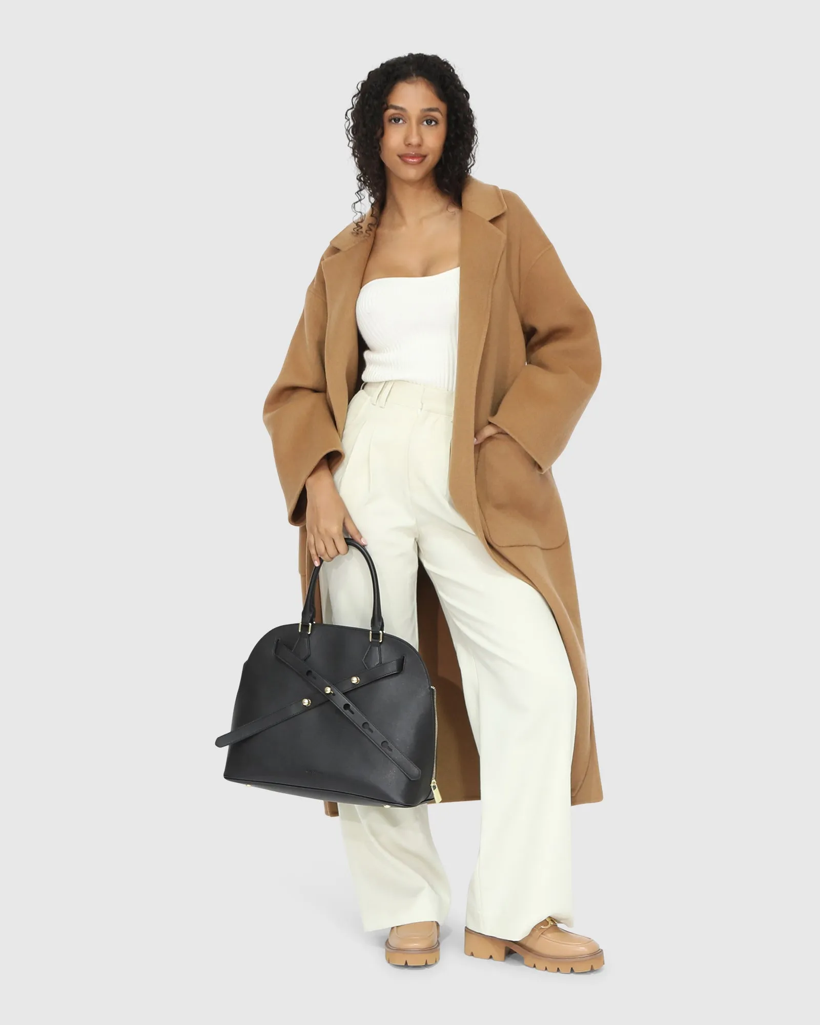 Wide Awake Split Hem Overcoat - Camel