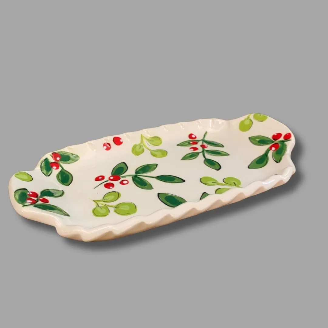 Winter Berry Small Handled Rectangular Tray