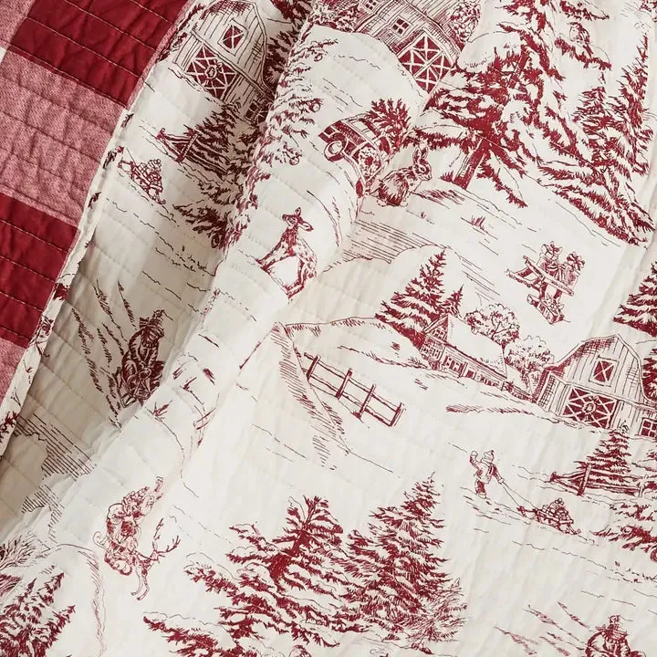 Winter Sleigh Ride Quilted Reversible Throw Blanket