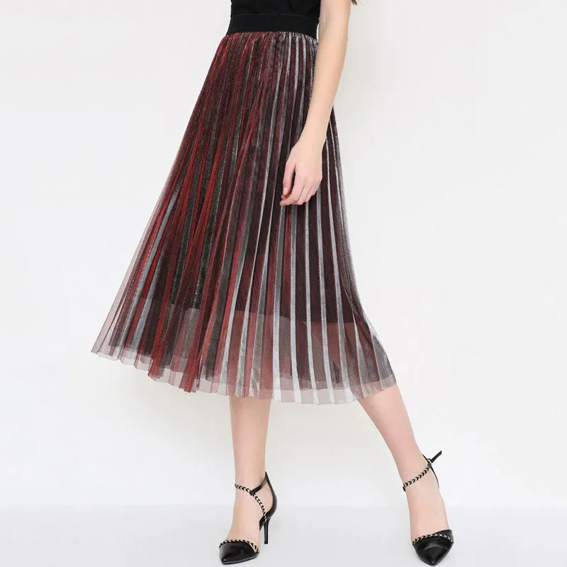 Women Pleated Elastic Waist Skirts