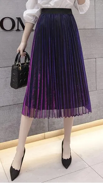 Women Pleated Elastic Waist Skirts