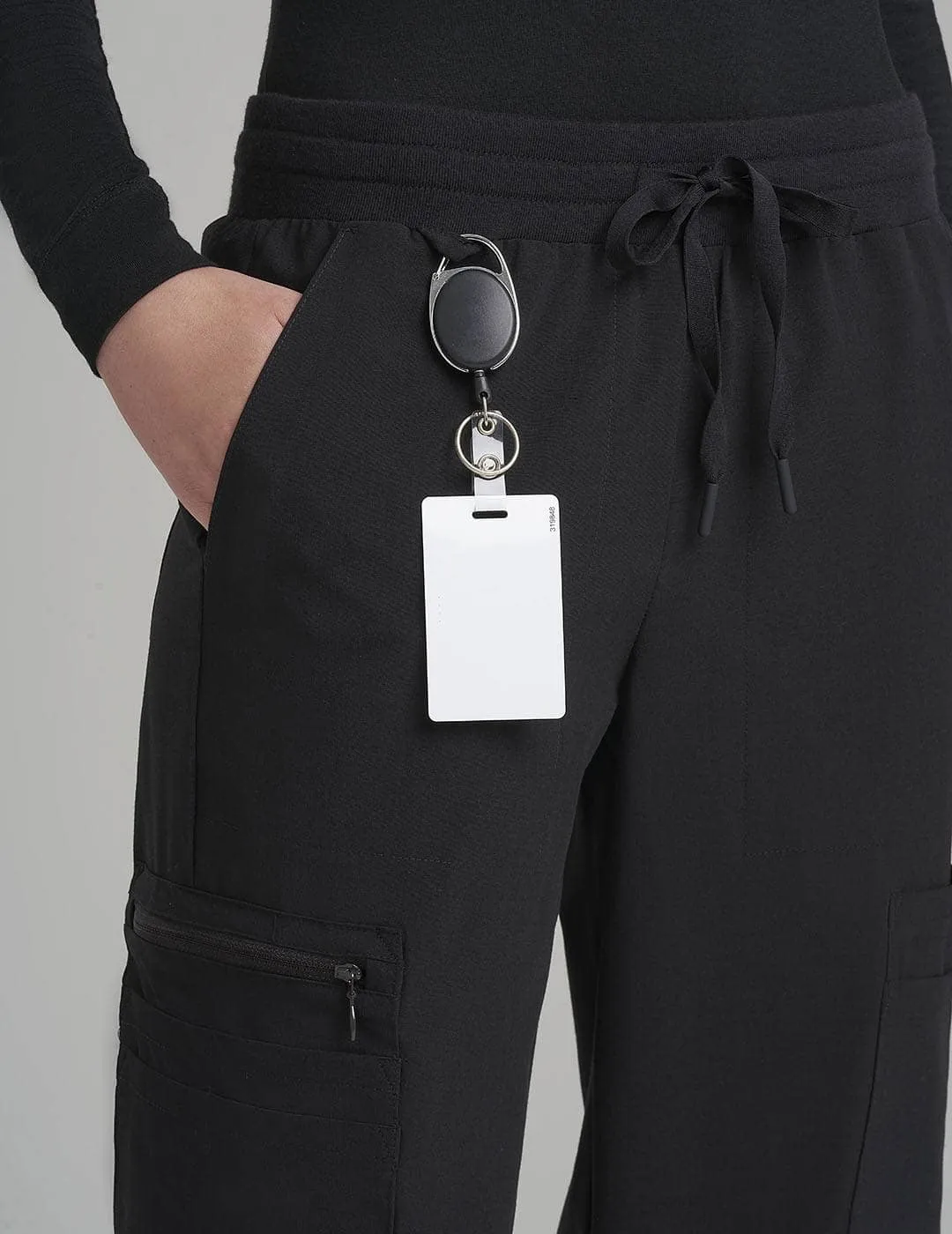 Womens 12-Pocket Scrub Jogger Pants - Black