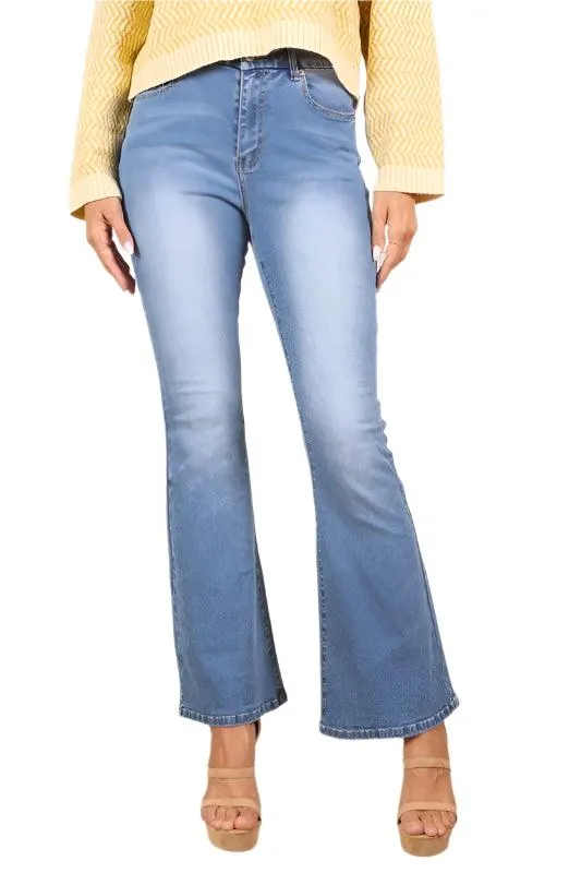 Womens Blue Flare Leg Jeans