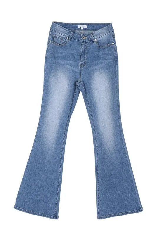 Womens Blue Flare Leg Jeans