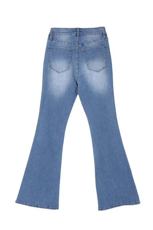 Womens Blue Flare Leg Jeans