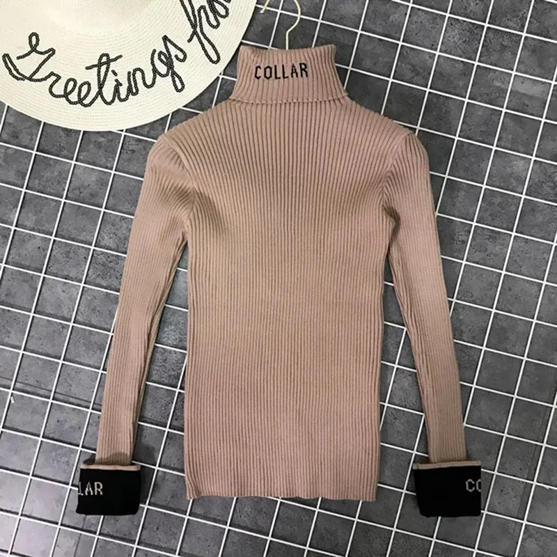 Women's Fashion High Collar Knitting Sweater