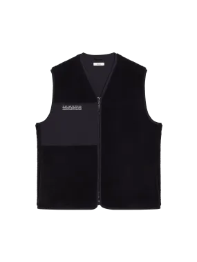 Womens Recycled Wool Fleece Gilet—black