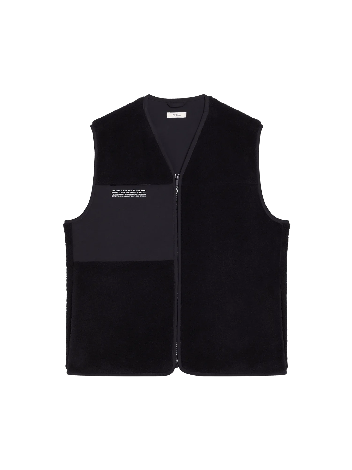 Womens Recycled Wool Fleece Gilet—black