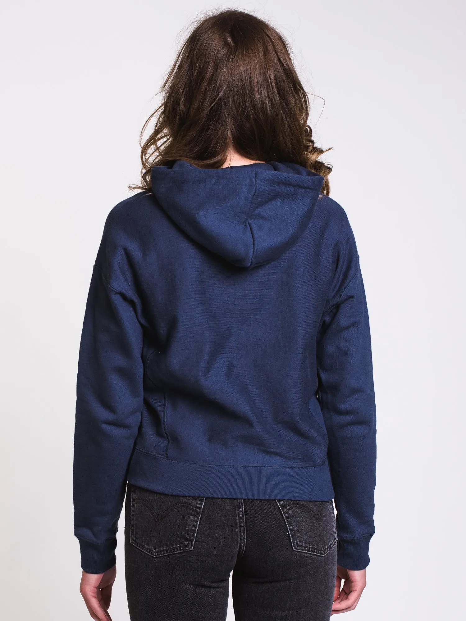 WOMENS REV WEAVE PULLOVER HOODIE - INDIGO - CLEARANCE