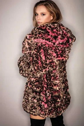 Women's Short Desert Warrior Coat in "Pink Cheetah" Chinchilla