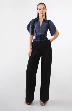 Xander Pants 2 Toned Midblue Denim Black (LAST PIECES)