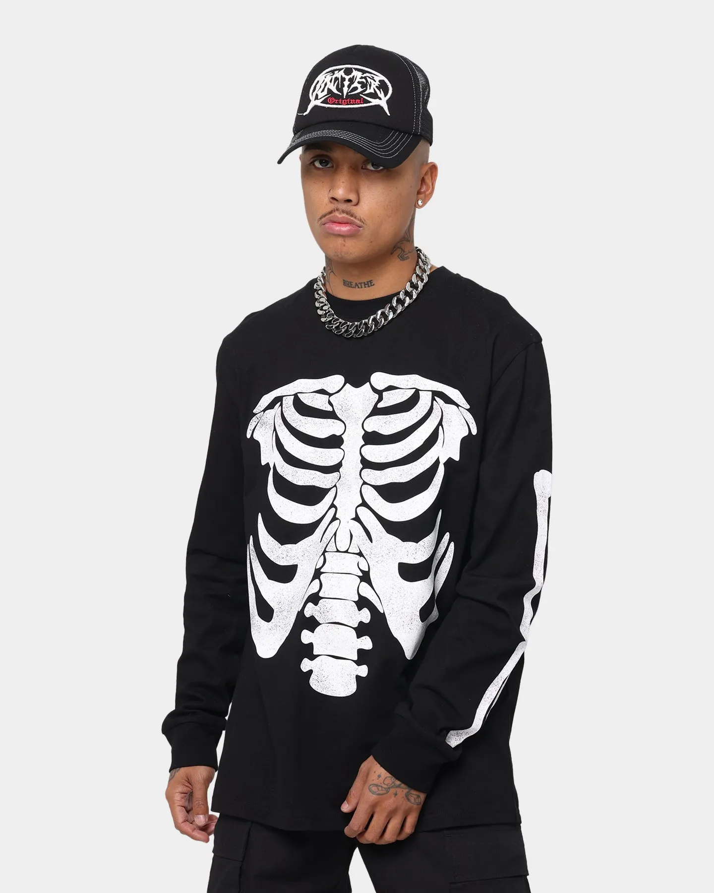 XXIII Halo Skeleton Long Sleeve T-Shirt Black/White