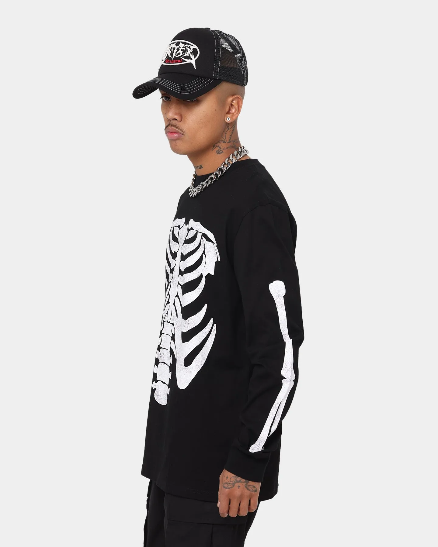 XXIII Halo Skeleton Long Sleeve T-Shirt Black/White