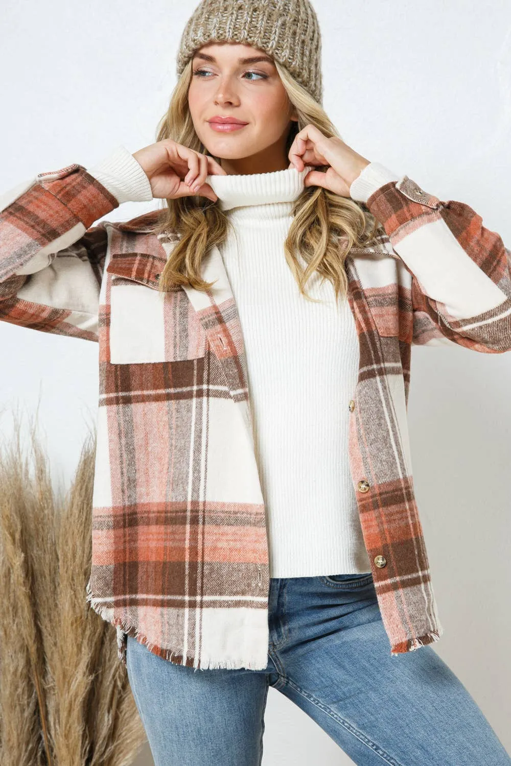 Yarn Dyed Plaid Shirt Jacket Shacket