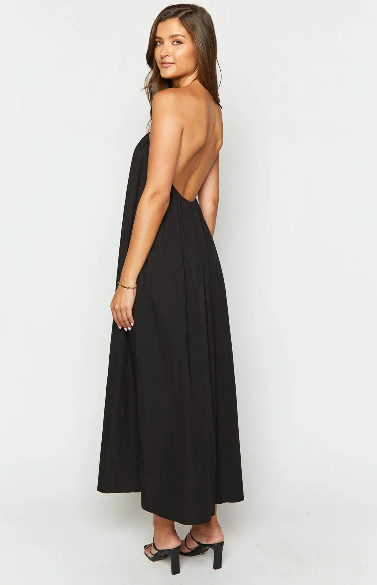 Ziggy Black Halter Neck Maxi Dress